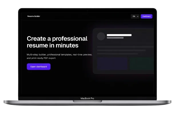 Resume Builder - Desktop view