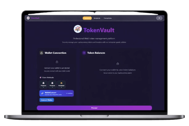 TokenVault - Desktop view