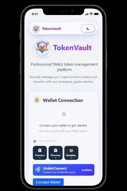 TokenVault - Mobile view